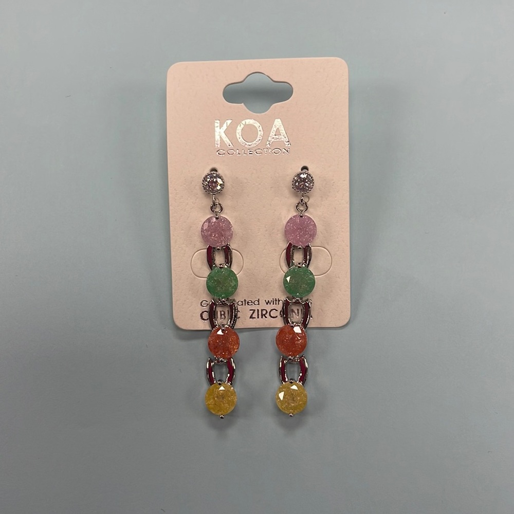 Multi colored stone dangle earrings